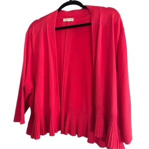 Women's Vibrant Coral Pink Open Front Cardigan Sweater, 2X
